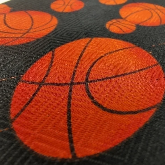 Designs By A. Rogers Basketball II ETMC Orange Sports Theme Long Neck Tie - Picture 10 of 12